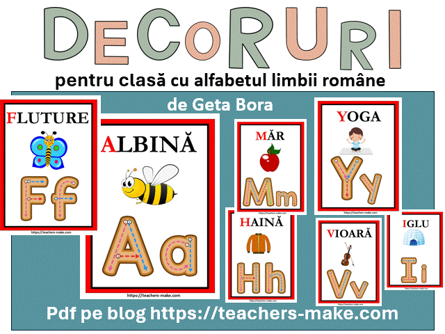 Decoruri pentru clasă cu alfabetul limbii&nbsp;române