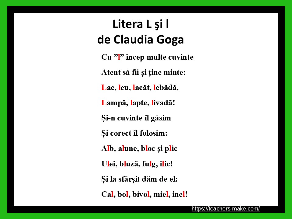 Litera L şi l – Teachers make